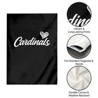 Cardinal Lovers Garden Flag Vintage Script Heart Graphic