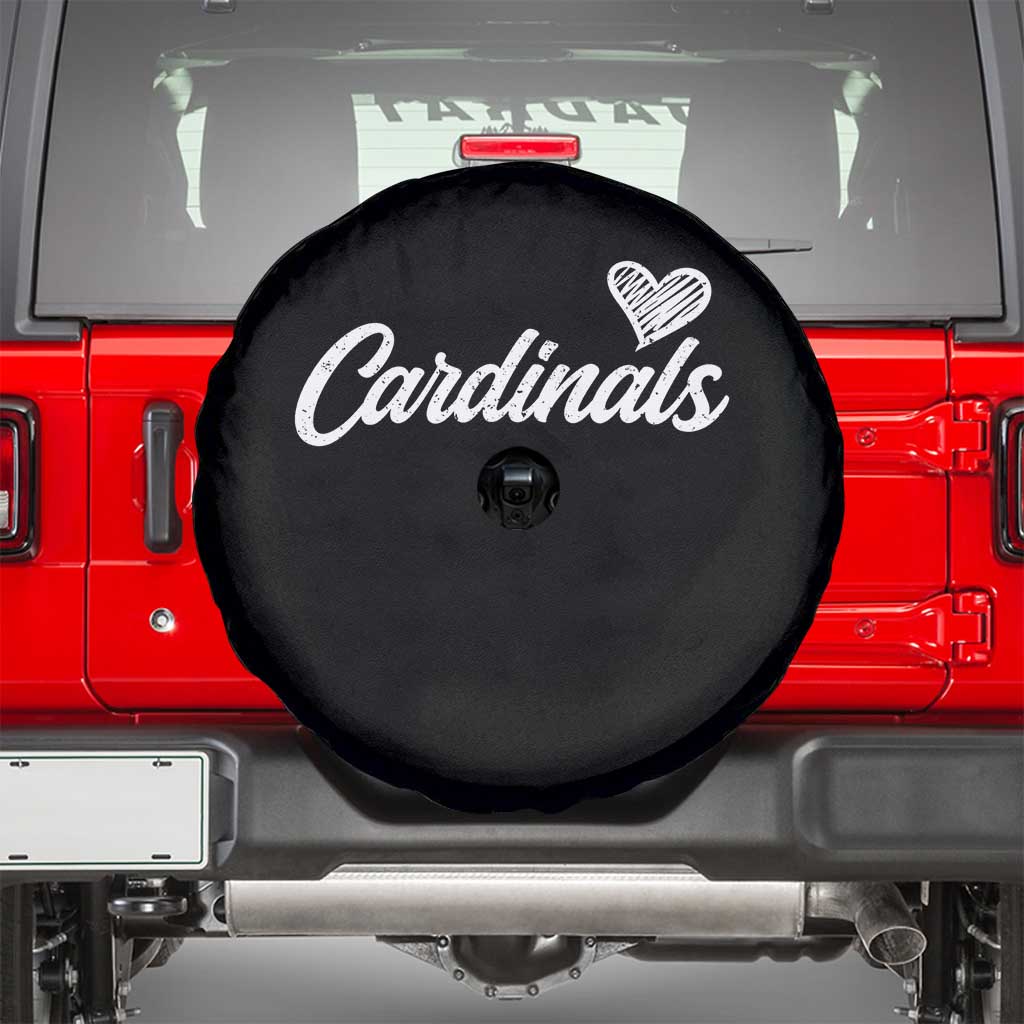 Cardinal Lovers Spare Tire Cover Vintage Script Heart Graphic