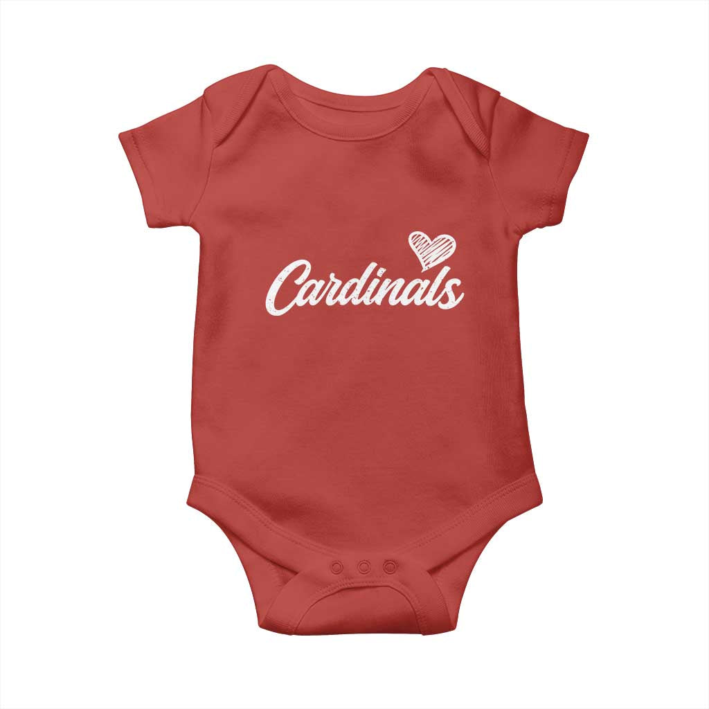 Cardinal Lovers Baby Onesie Vintage Script Heart Graphic