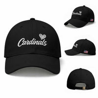 Cardinal Lovers Baseball Cap Vintage Script Heart Graphic
