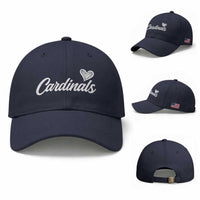 Cardinal Lovers Baseball Cap Vintage Script Heart Graphic