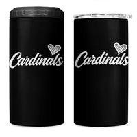 Cardinal Lovers 4 in 1 Can Cooler Tumbler Vintage Script Heart Graphic