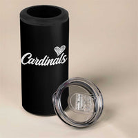 Cardinal Lovers 4 in 1 Can Cooler Tumbler Vintage Script Heart Graphic