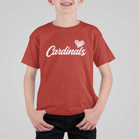 Cardinal Lovers T Shirt For Kid Vintage Script Heart Graphic