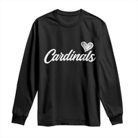 Cardinal Lovers Long Sleeve Shirt Vintage Script Heart Graphic