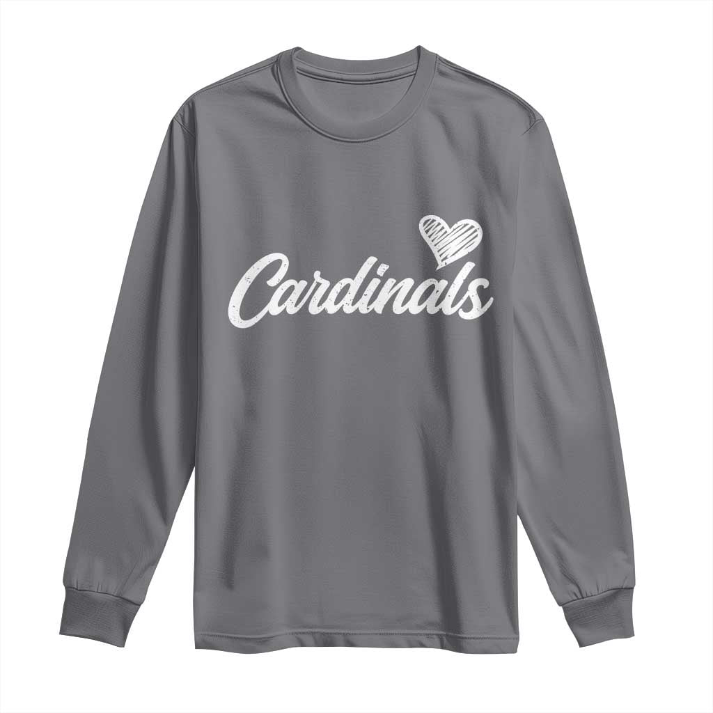 Cardinal Lovers Long Sleeve Shirt Vintage Script Heart Graphic