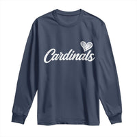 Cardinal Lovers Long Sleeve Shirt Vintage Script Heart Graphic