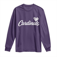 Cardinal Lovers Long Sleeve Shirt Vintage Script Heart Graphic