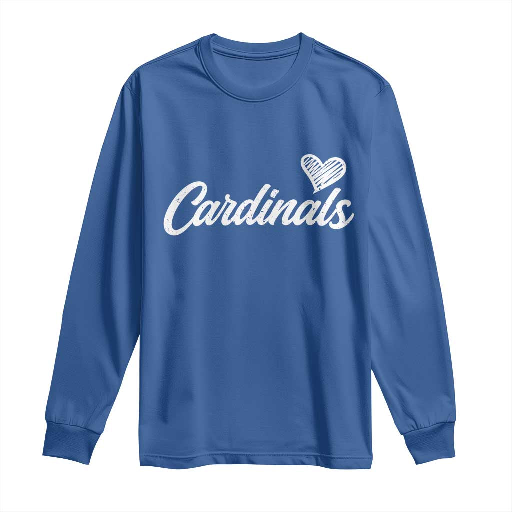 Cardinal Lovers Long Sleeve Shirt Vintage Script Heart Graphic