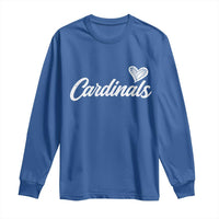 Cardinal Lovers Long Sleeve Shirt Vintage Script Heart Graphic