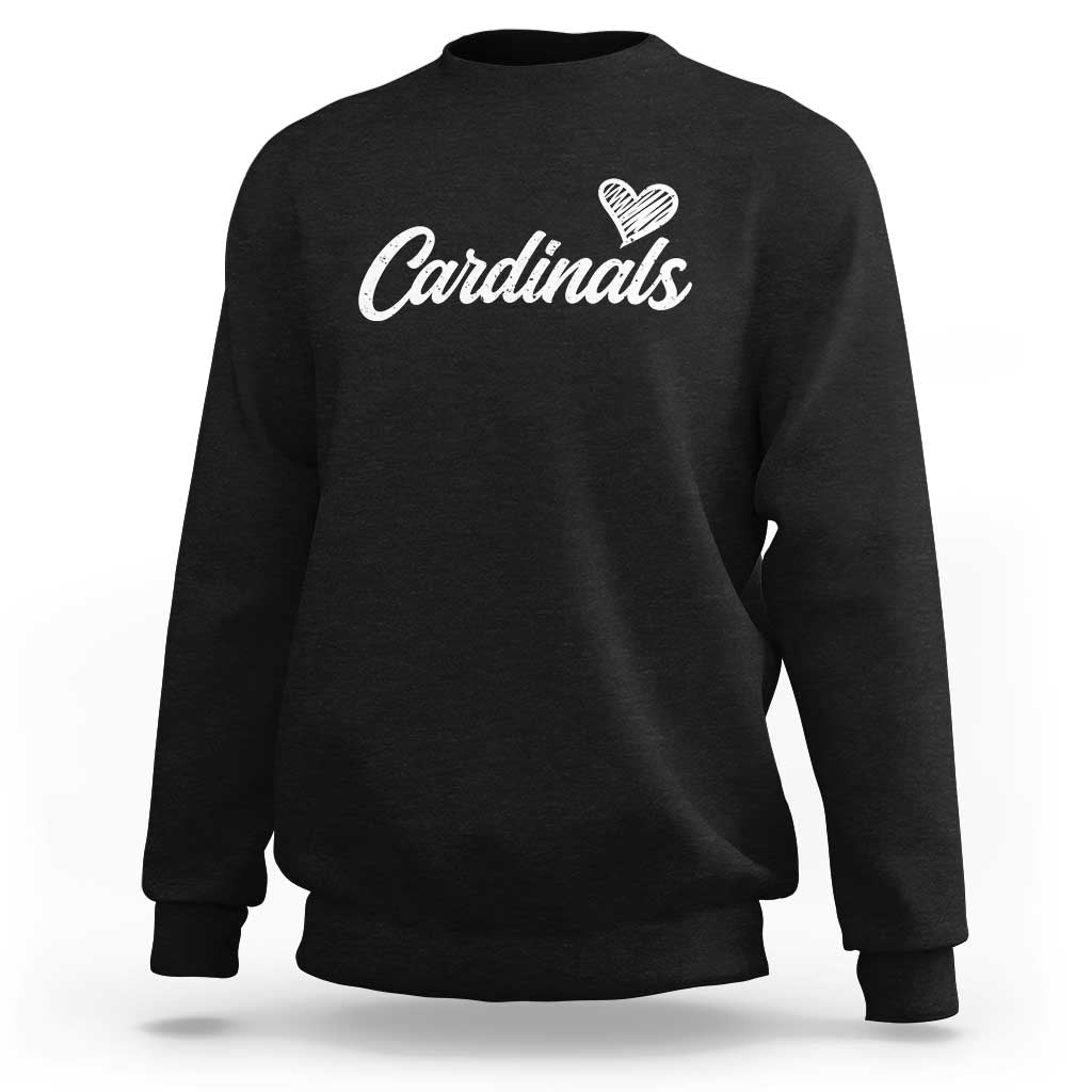 Cardinal Lovers Sweatshirt Vintage Script Heart Graphic