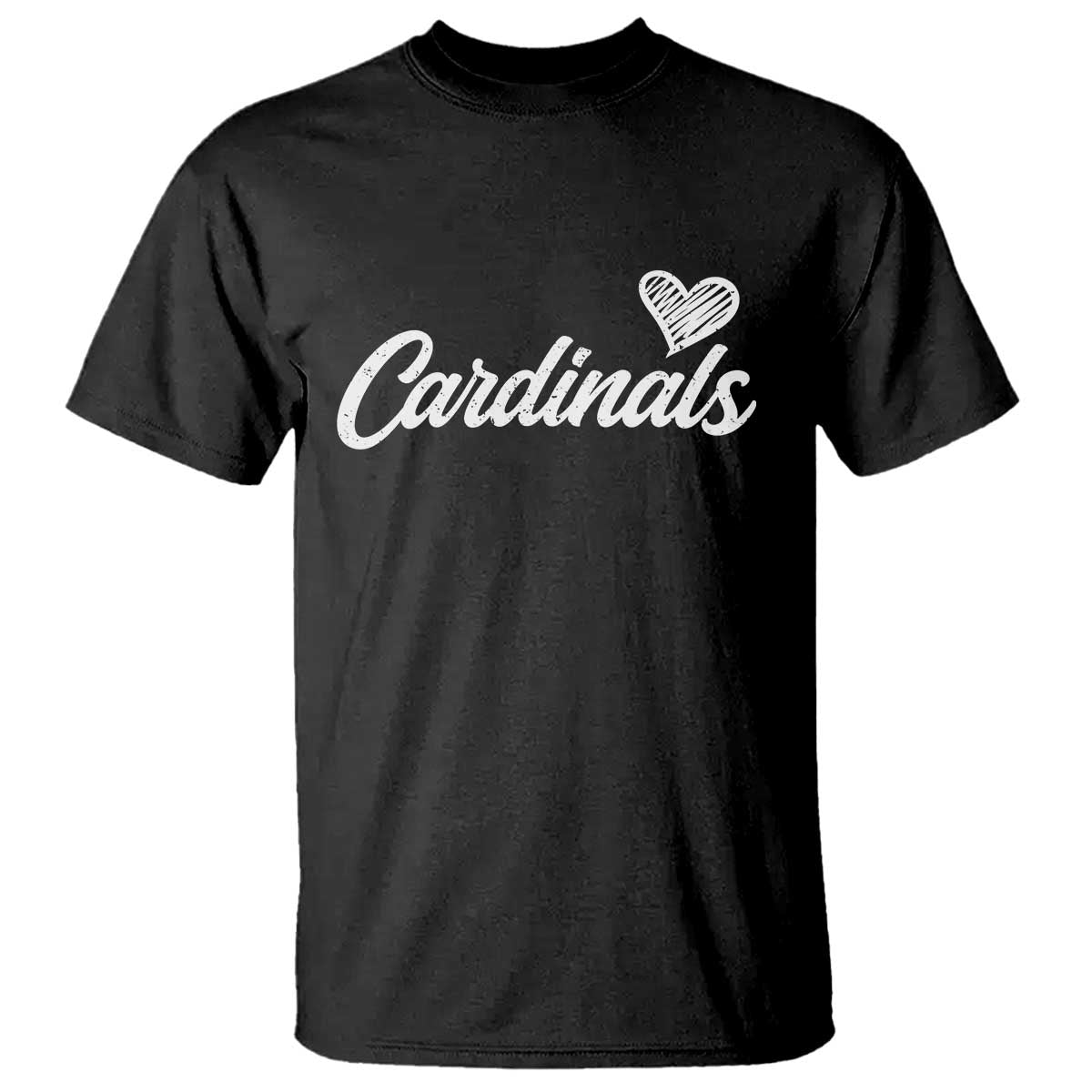 Cardinal Lovers T Shirt Vintage Script Heart Graphic