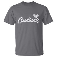 Cardinal Lovers T Shirt Vintage Script Heart Graphic