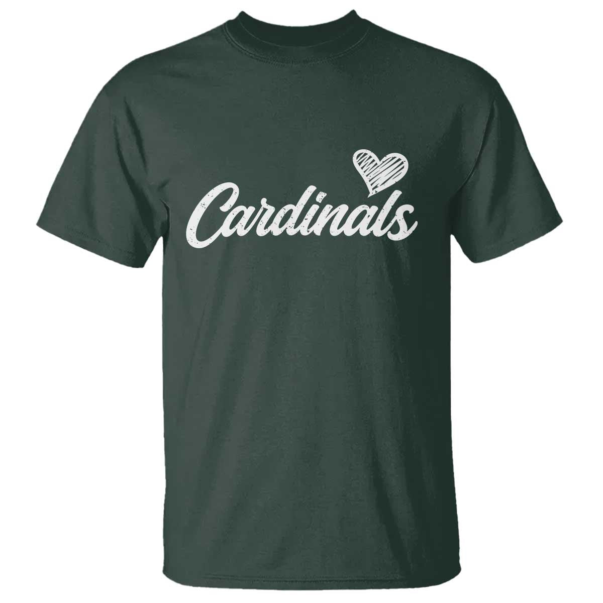 Cardinal Lovers T Shirt Vintage Script Heart Graphic