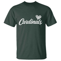 Cardinal Lovers T Shirt Vintage Script Heart Graphic