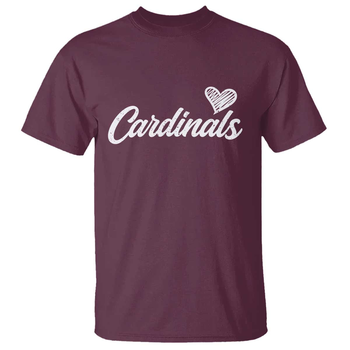 Cardinal Lovers T Shirt Vintage Script Heart Graphic