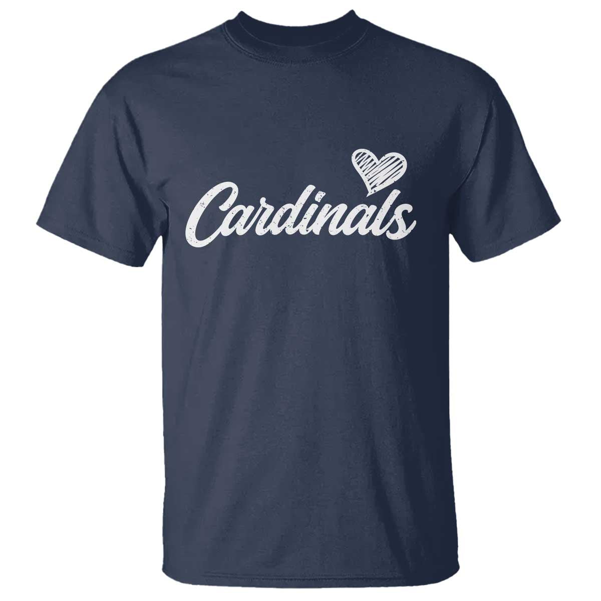 Cardinal Lovers T Shirt Vintage Script Heart Graphic