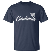 Cardinal Lovers T Shirt Vintage Script Heart Graphic