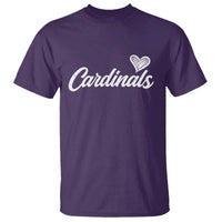 Cardinal Lovers T Shirt Vintage Script Heart Graphic