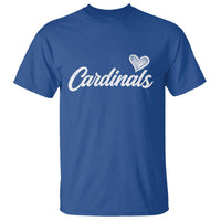 Cardinal Lovers T Shirt Vintage Script Heart Graphic