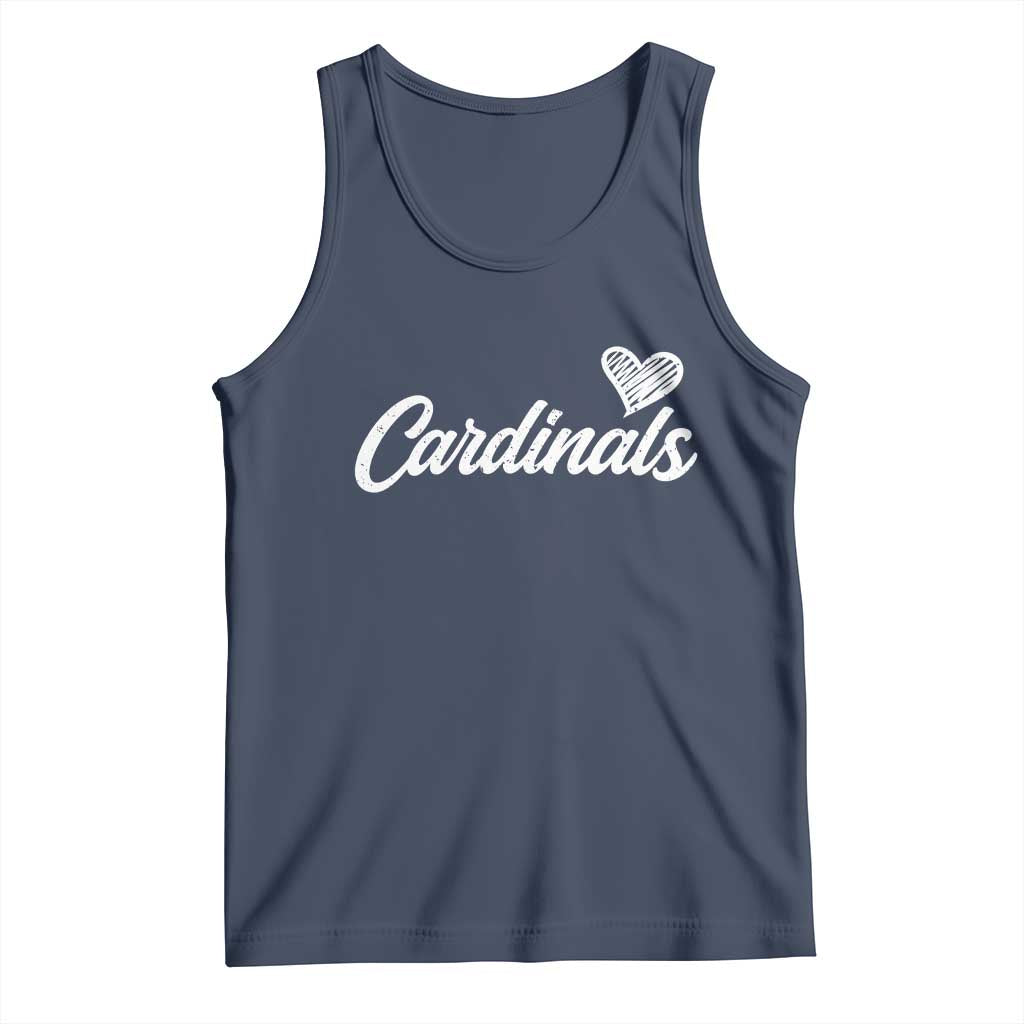 Cardinal Lovers Tank Top Vintage Script Heart Graphic