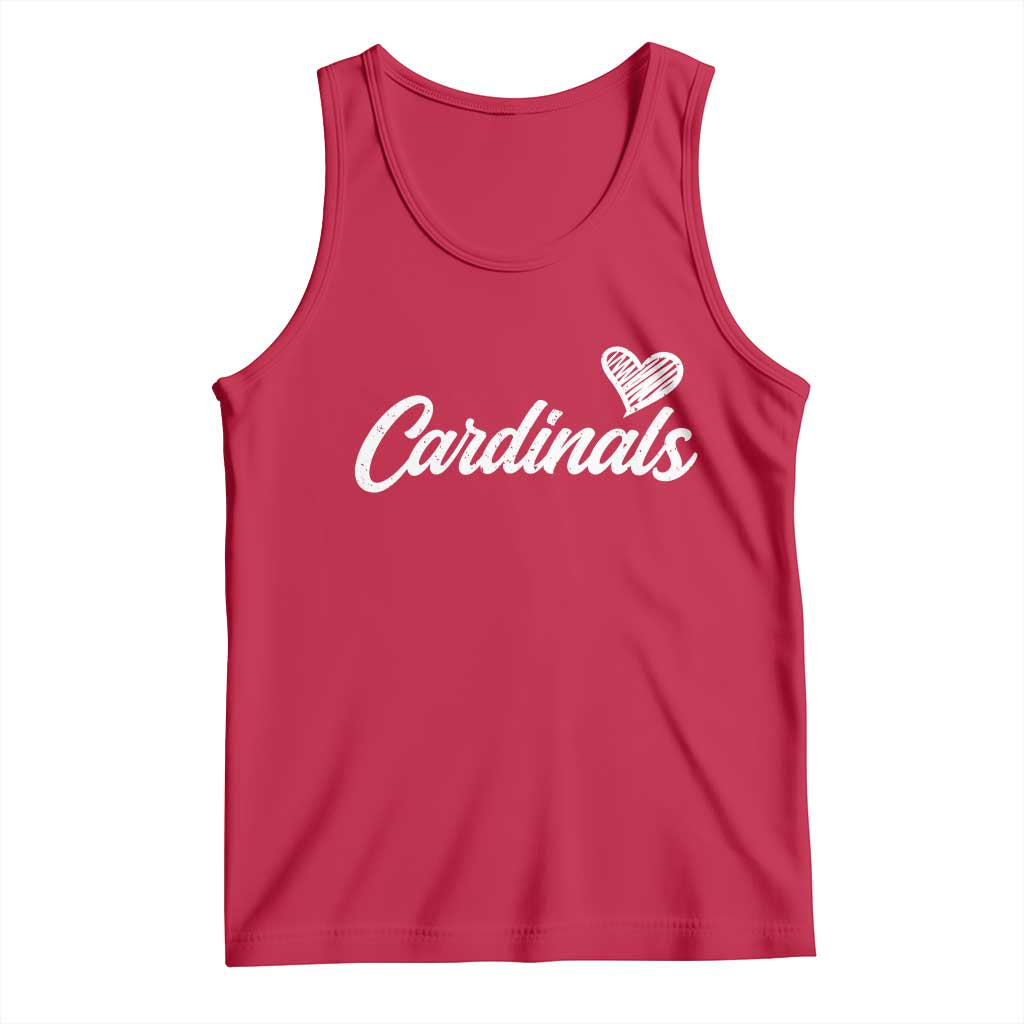 Cardinal Lovers Tank Top Vintage Script Heart Graphic