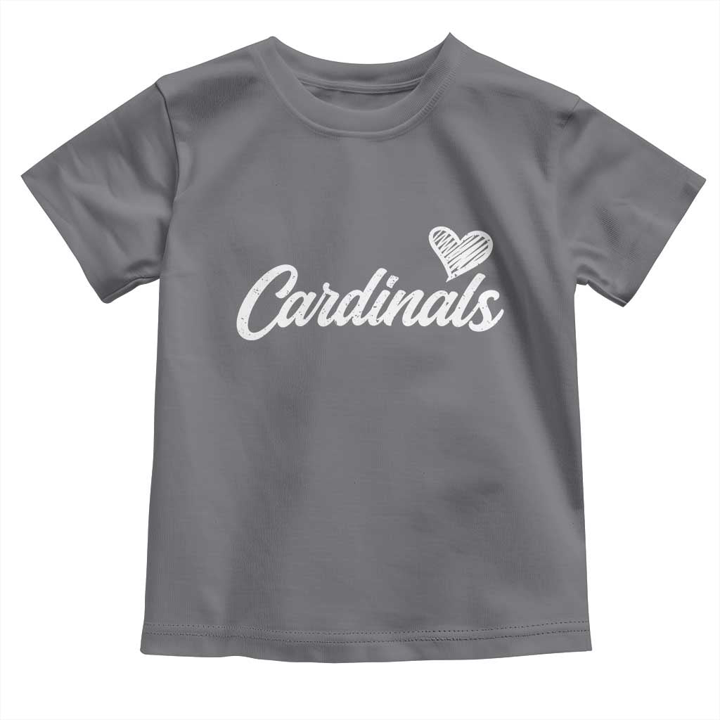 Cardinal Lovers Toddler T Shirt Vintage Script Heart Graphic