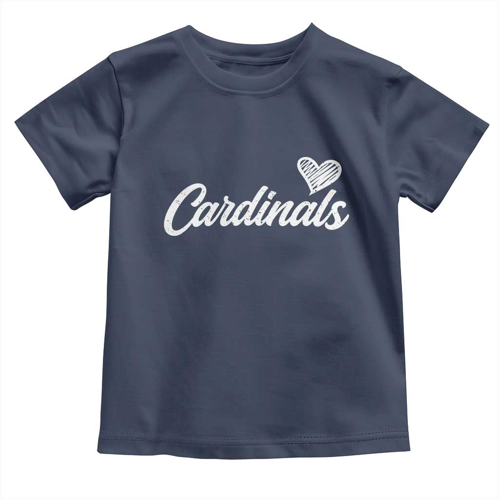 Cardinal Lovers Toddler T Shirt Vintage Script Heart Graphic