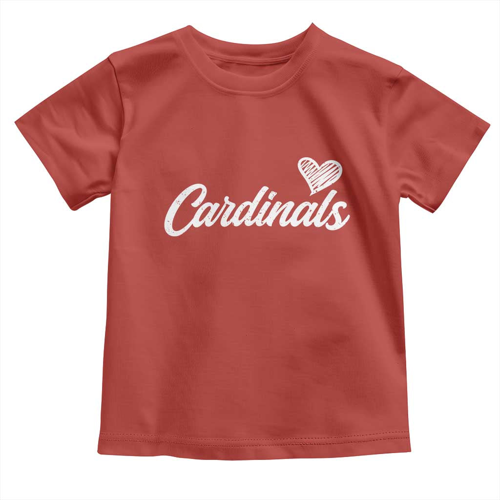 Cardinal Lovers Toddler T Shirt Vintage Script Heart Graphic