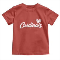 Cardinal Lovers Toddler T Shirt Vintage Script Heart Graphic