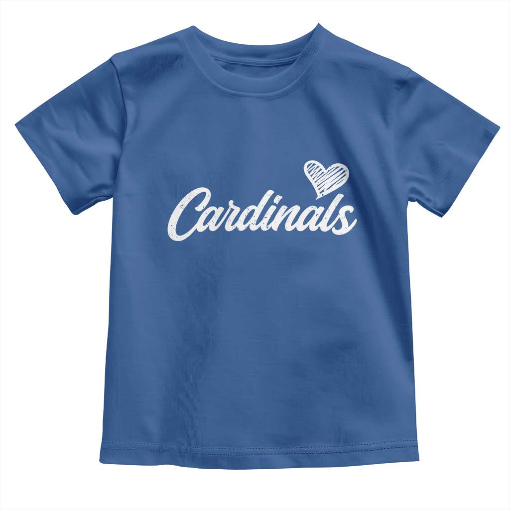 Cardinal Lovers Toddler T Shirt Vintage Script Heart Graphic
