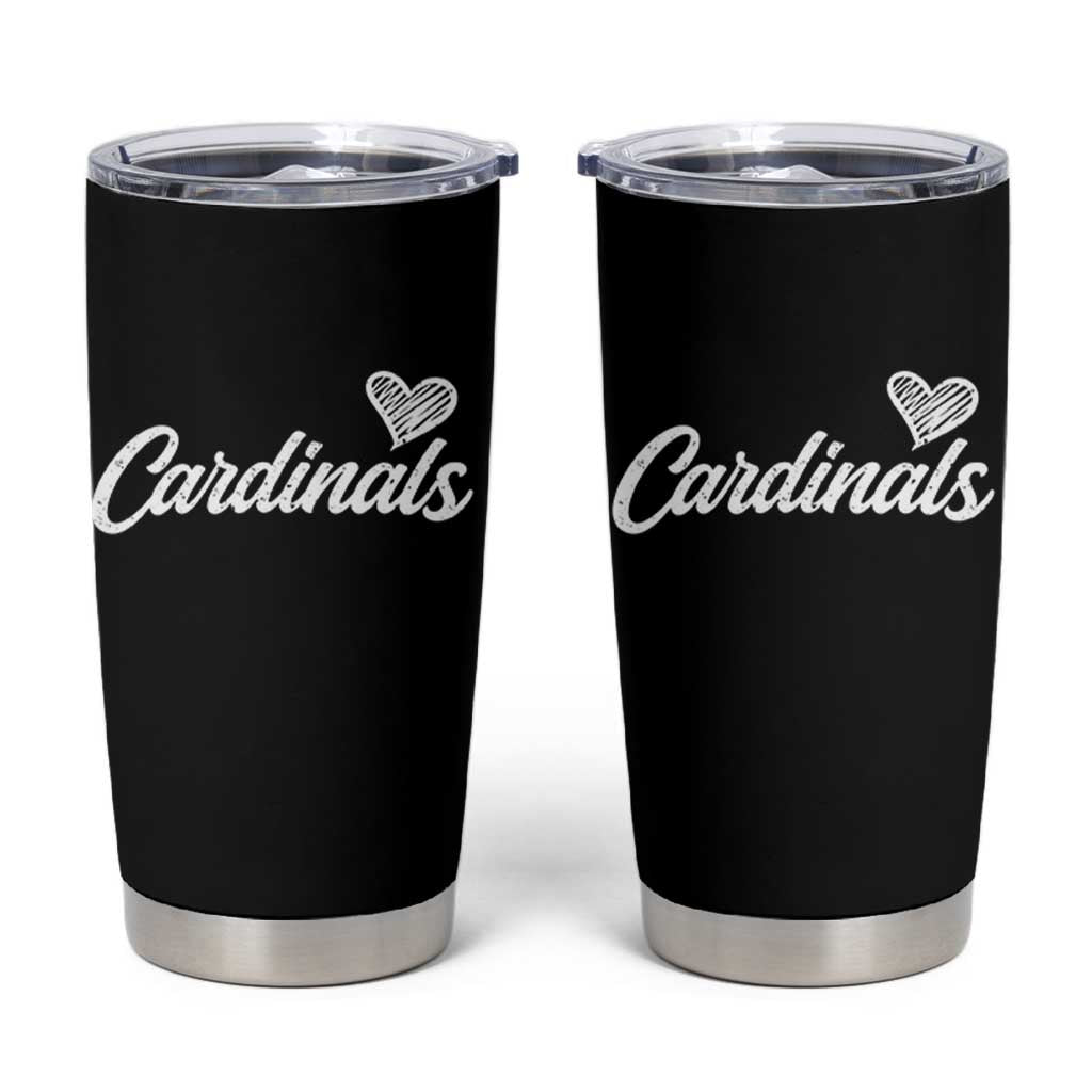 Cardinal Lovers Tumbler Cup Vintage Script Heart Graphic