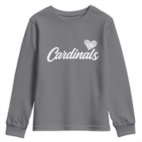 Cardinal Lovers Youth Sweatshirt Vintage Script Heart Graphic