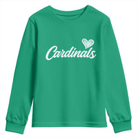 Cardinal Lovers Youth Sweatshirt Vintage Script Heart Graphic