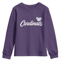 Cardinal Lovers Youth Sweatshirt Vintage Script Heart Graphic