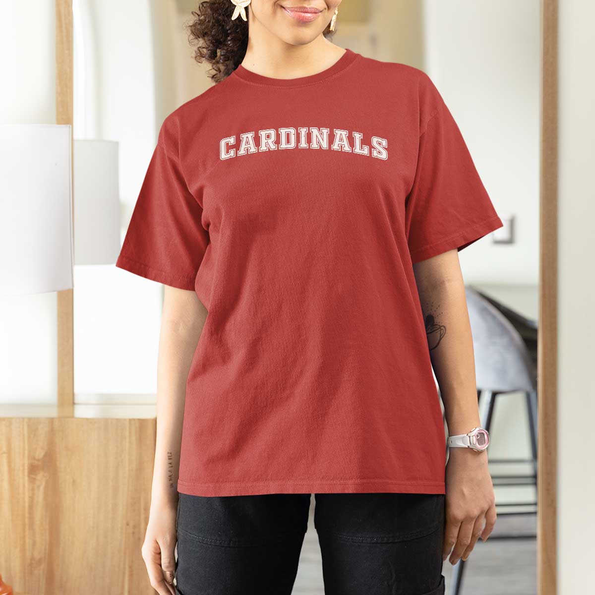 Cardinal Lovers T Shirt For Women Retro Varsity College Graphic