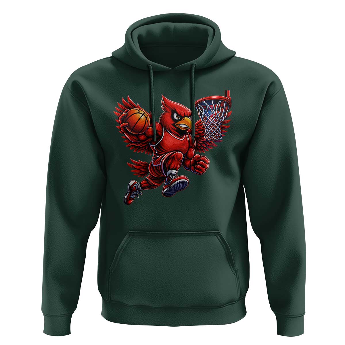 Cardinal Playing Basketball Graphic Hoodie Dunk Mascot Sports Fan Gift