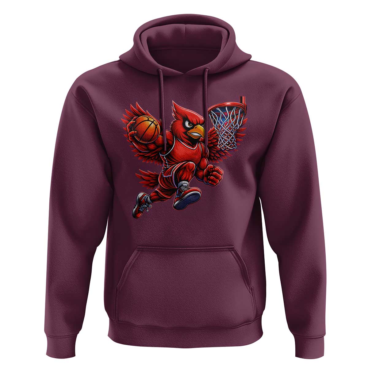 Cardinal Playing Basketball Graphic Hoodie Dunk Mascot Sports Fan Gift