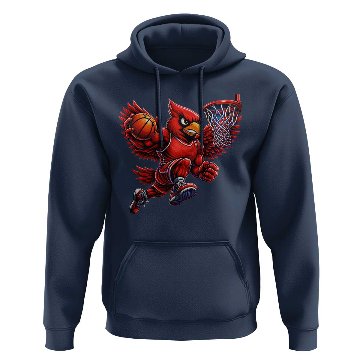 Cardinal Playing Basketball Graphic Hoodie Dunk Mascot Sports Fan Gift