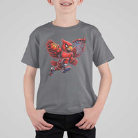 Cardinal Playing Basketball Graphic T Shirt For Kid Dunk Mascot Sports Fan Gift