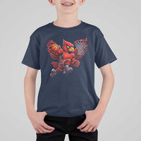 Cardinal Playing Basketball Graphic T Shirt For Kid Dunk Mascot Sports Fan Gift