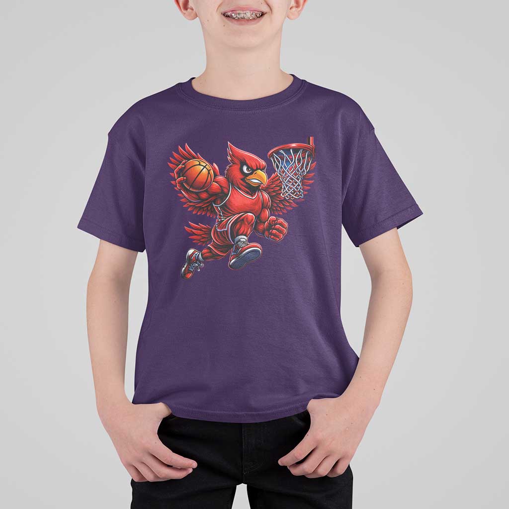 Cardinal Playing Basketball Graphic T Shirt For Kid Dunk Mascot Sports Fan Gift