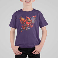 Cardinal Playing Basketball Graphic T Shirt For Kid Dunk Mascot Sports Fan Gift