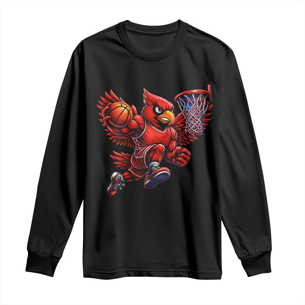 Cardinal Playing Basketball Graphic Long Sleeve Shirt Dunk Mascot Sports Fan Gift