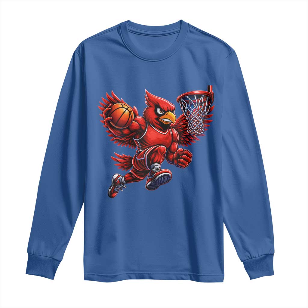 Cardinal Playing Basketball Graphic Long Sleeve Shirt Dunk Mascot Sports Fan Gift