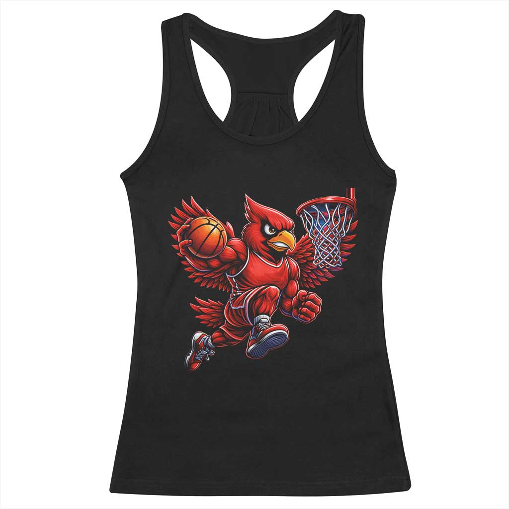 Cardinal Playing Basketball Graphic Racerback Tank Top Dunk Mascot Sports Fan Gift
