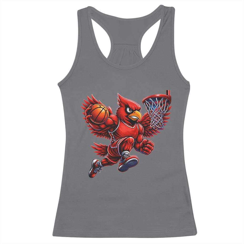 Cardinal Playing Basketball Graphic Racerback Tank Top Dunk Mascot Sports Fan Gift
