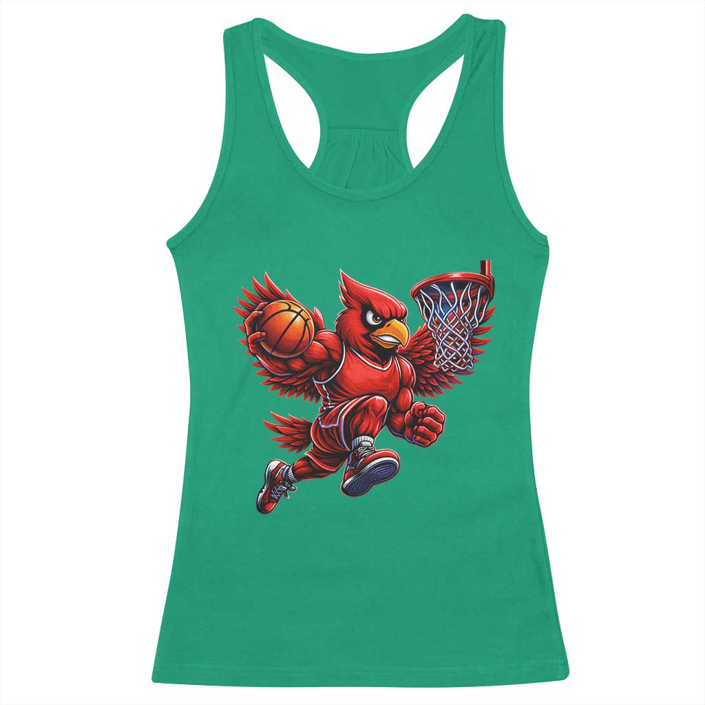 Cardinal Playing Basketball Graphic Racerback Tank Top Dunk Mascot Sports Fan Gift