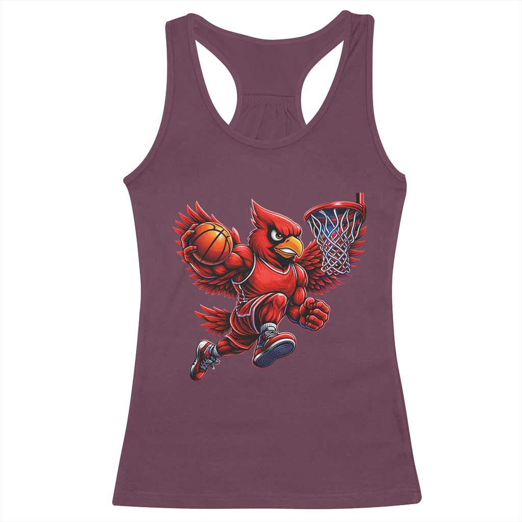 Cardinal Playing Basketball Graphic Racerback Tank Top Dunk Mascot Sports Fan Gift