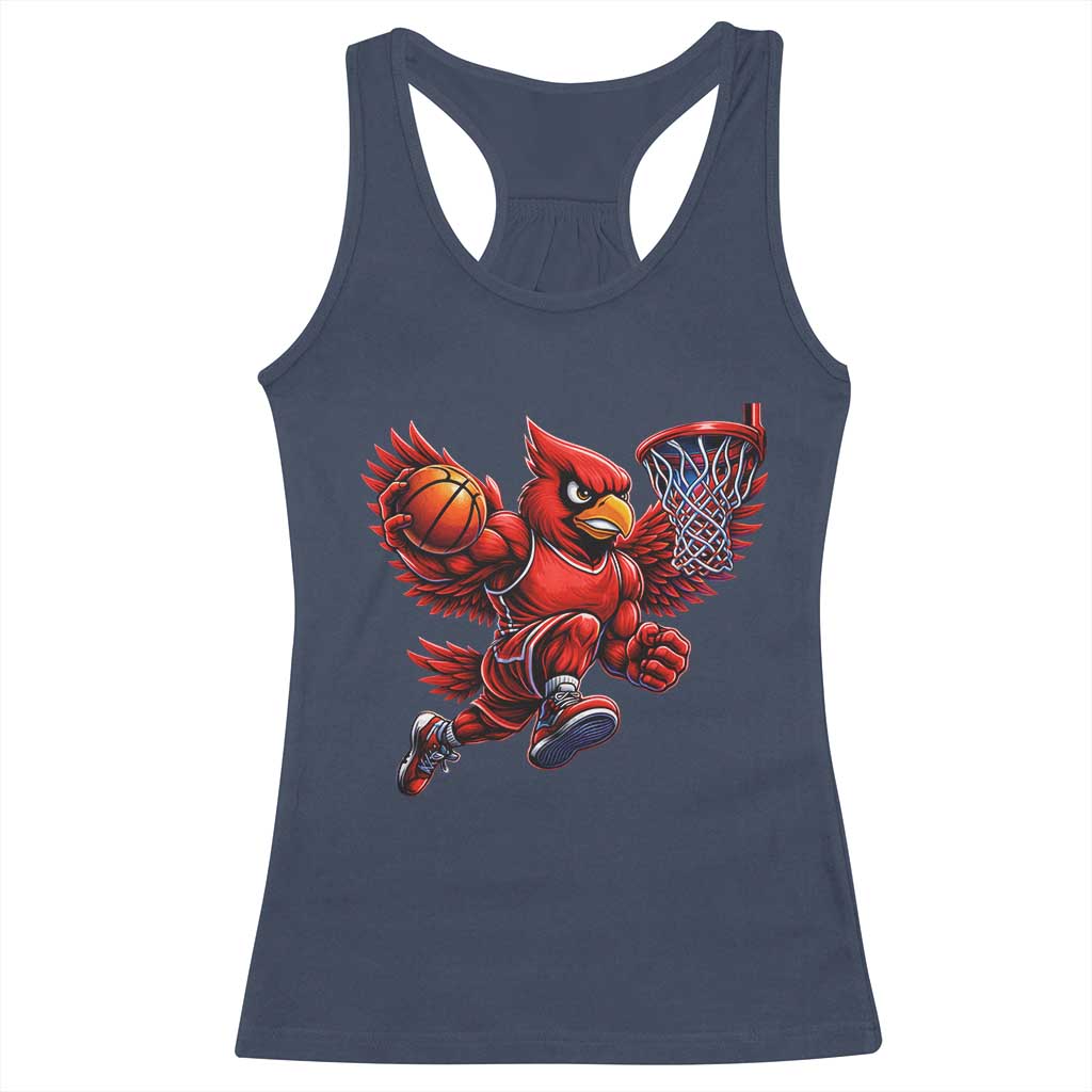 Cardinal Playing Basketball Graphic Racerback Tank Top Dunk Mascot Sports Fan Gift